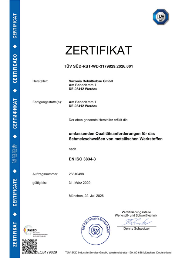 Zertifikat TÜV Süd 22.07.2026 RS